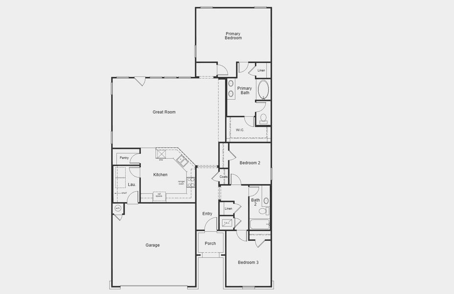 2D floor plan layout for the 1792 by KB Home in Sweetgrass Village, Crosby, TX (Image 3).