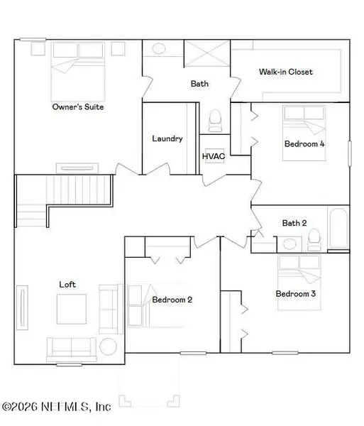 2D floor plan layout of this home in Holstein Crossing, Green Cove Springs, FL (Image 3).