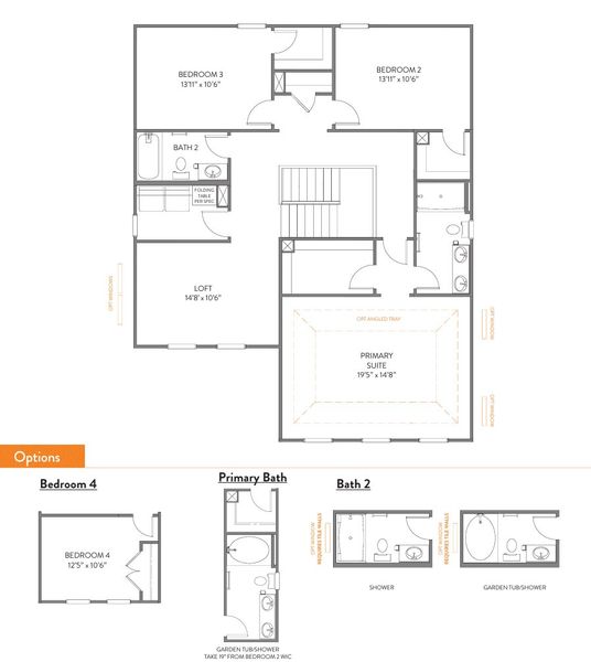 2D floor plan layout for the Whitney by True Homes in Westbrook Falls, Colfax, NC (Image 9).