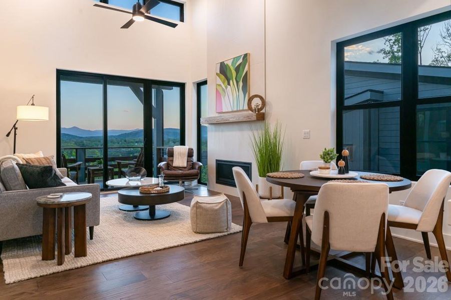 Living room at sunset