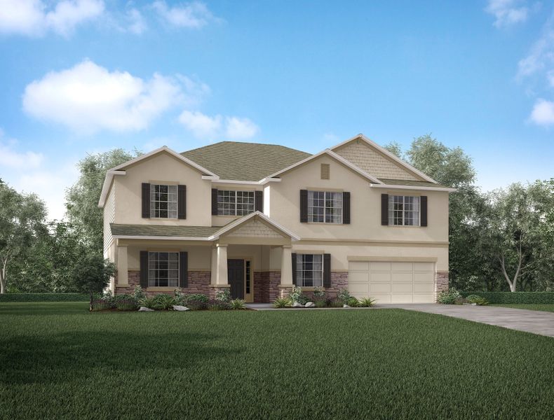 Representative exterior photo of a completed home built from the Westfield by Maronda Homes in Coastal Communities, Edgewater, FL (Image 18).
