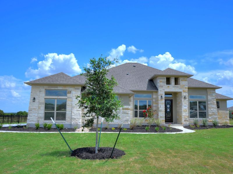 Representative exterior photo of a completed home built from the San Simeon I by Giddens Homes in Clearwater Ranch, Liberty Hill, TX (Image 58).