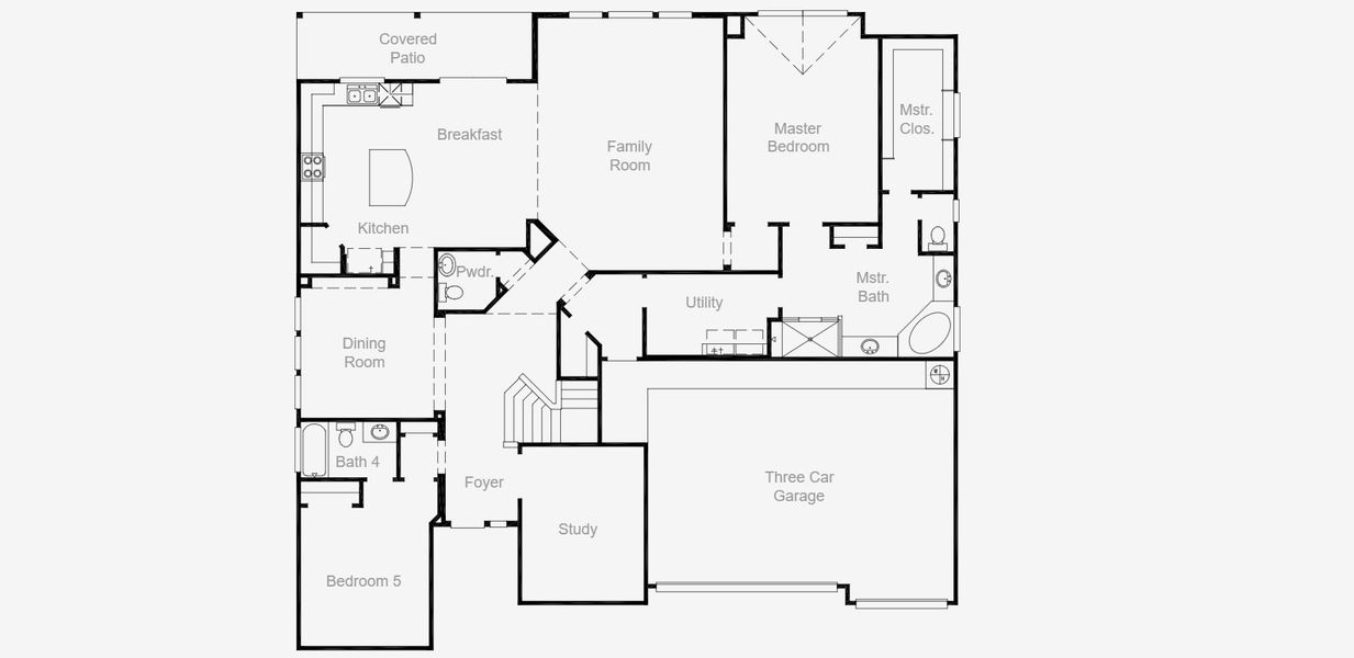 2D floor plan layout for the St. Charles II by Coventry Homes in 6 Creeks, Kyle, TX (Image 3).