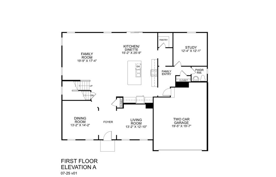 2D floor plan layout for the Normandy by Ryan Homes in Eagles Crest, Cornelia, GA (Image 2).