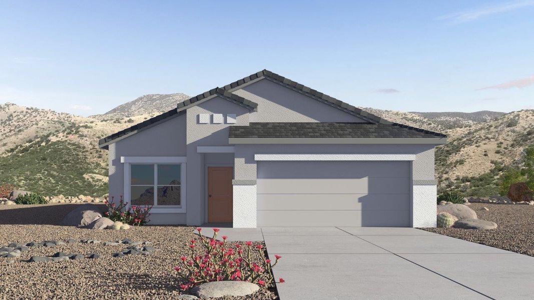 Representative exterior photo of a completed home built from the Parker by D.R. Horton in Barnett Village, Marana, AZ (Image 16).