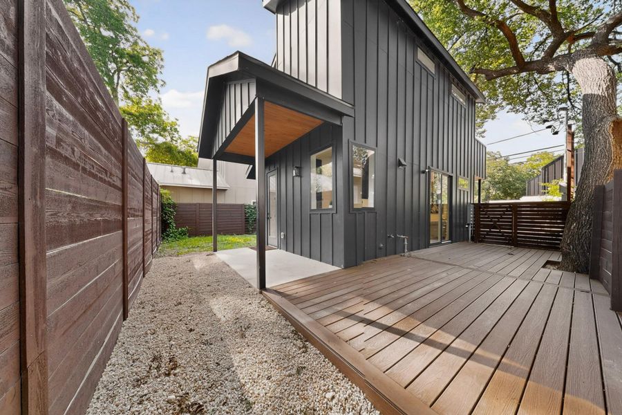 Exterior details and patio area of a home in , Austin (Image 29).