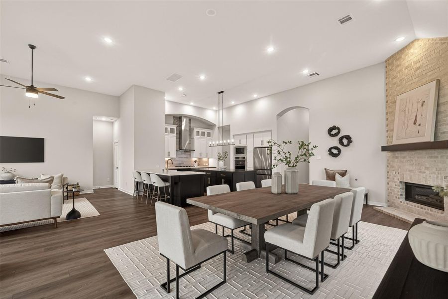 Dining room  (aka - "keeping room") warmed by a gaslog fire place.