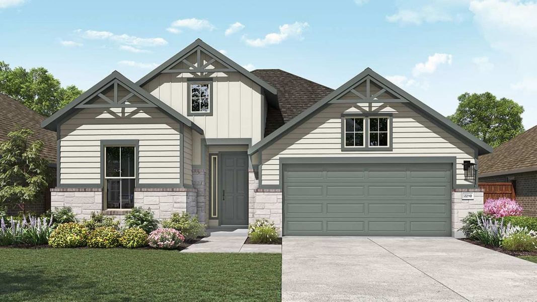 Representative exterior photo of a completed home built from the Oleander by DRB Homes in Retreat at San Gabriel, Georgetown, TX (Image 5).