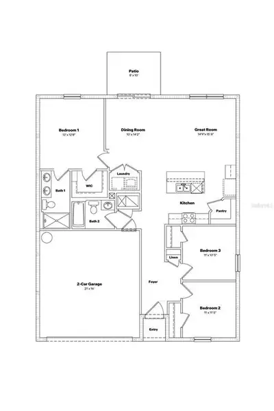2D floor plan layout of this home in Emerson Pointe, Ocala, FL (Image 2).