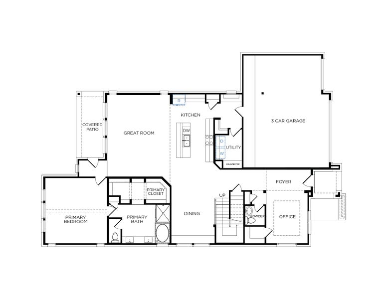2D floor plan layout for the Monterey by Tricoast Homes in Lago Mar  50'  &  55', Texas City, TX (Image 3).