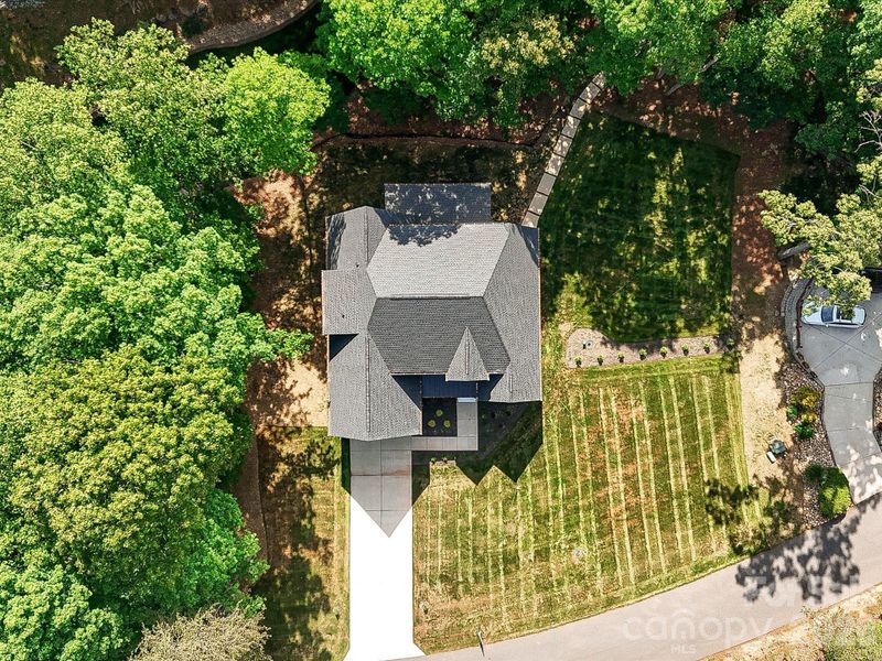 Aerial View of Home's exquisite quiet & private property located on Lake Norman.