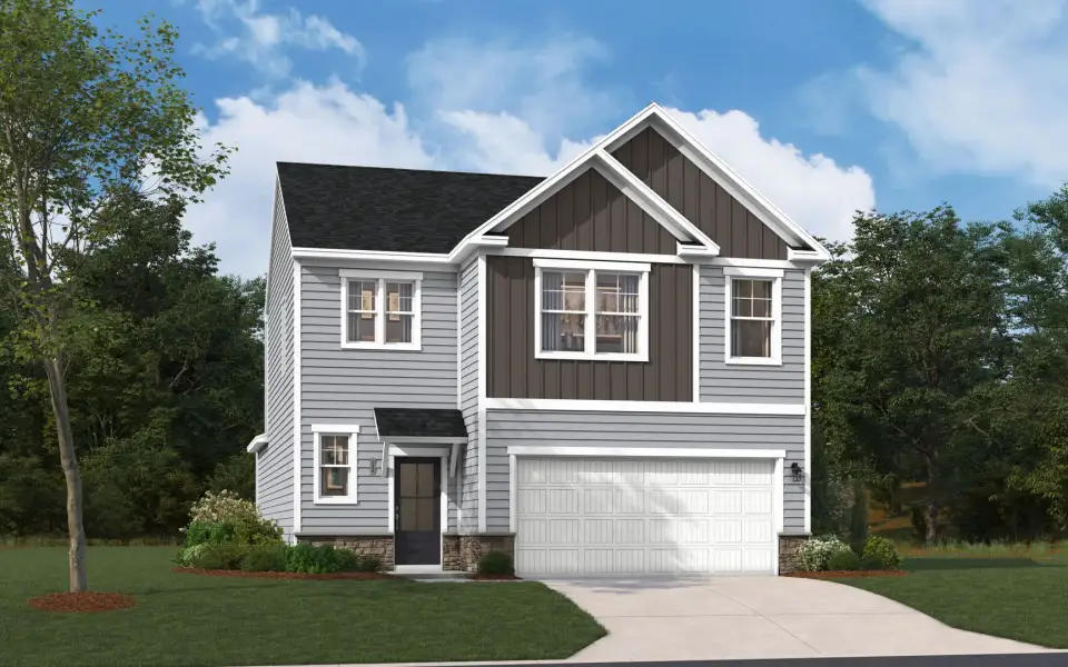 Representative exterior photo of a completed home built from the The Rainey by Stanley Martin Homes in Bell Meadows, Winnabow, NC (Image 24). Representative exterior photo of a completed home built from the The Rainey by Stanley Martin Homes in Bell Meadows, Winnabow, NC (Image 24).