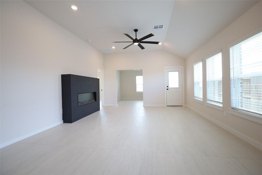 Builder added fireplace