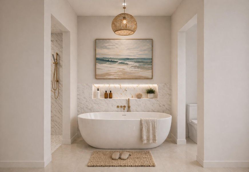 Luxury soaking tub set in a spa-like environment. Luxury soaking tub set in a spa-like environment.