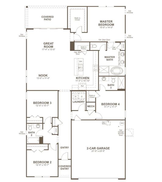2D floor plan layout of this home in SummerTide, Palm Coast, FL (Image 4).