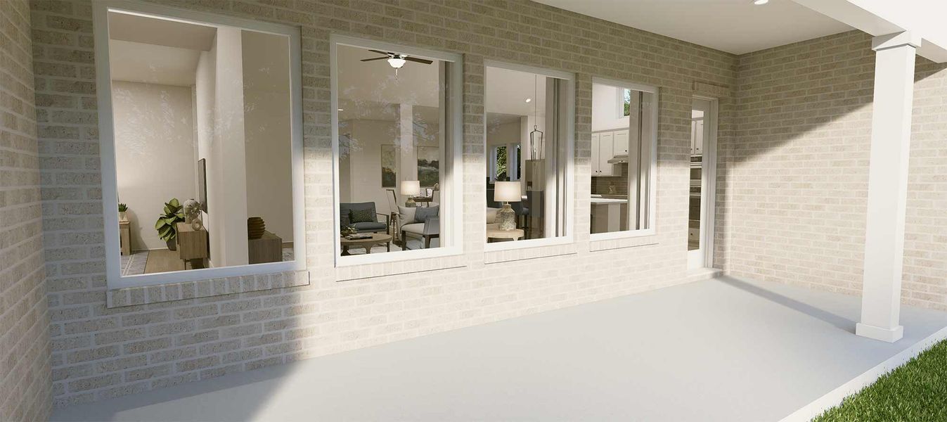 Representative exterior details of a home built from the The Clover by David Weekley Homes in Colton 65' Homesites, Montgomery (Image 3). Representative exterior details of a home built from the The Clover by David Weekley Homes in Colton 65' Homesites, Montgomery (Image 3).