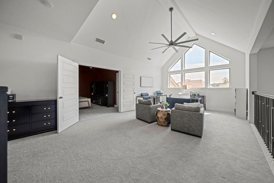 A bright, airy loft with soaring ceilings and striking windows—perfect as a second living space, creative studio, or cozy lounge. A bright, airy loft with soaring ceilings and striking windows—perfect as a second living space, creative studio, or cozy lounge.