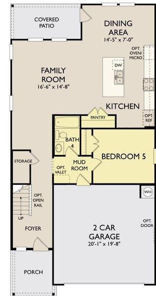 2D floor plan layout of this home in Lariat, Liberty Hill, TX (Image 3).