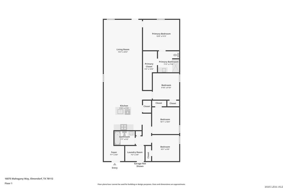 2D floor plan layout of this home in Hickory Ridge, Elmendorf, TX (Image 5).