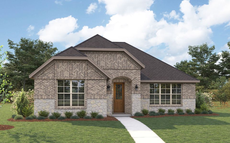 The Buchanan - Tudor with Stone Elevation The Buchanan - Tudor with Stone Elevation