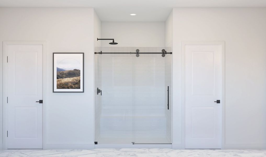 Primary bath with glass shower enclosure Primary bath with glass shower enclosure