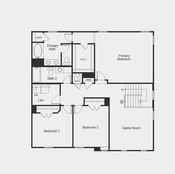 2D floor plan layout for the 2444 Modeled by KB Home in Saddlebrook Preserve, Beasley, TX (Image 13).