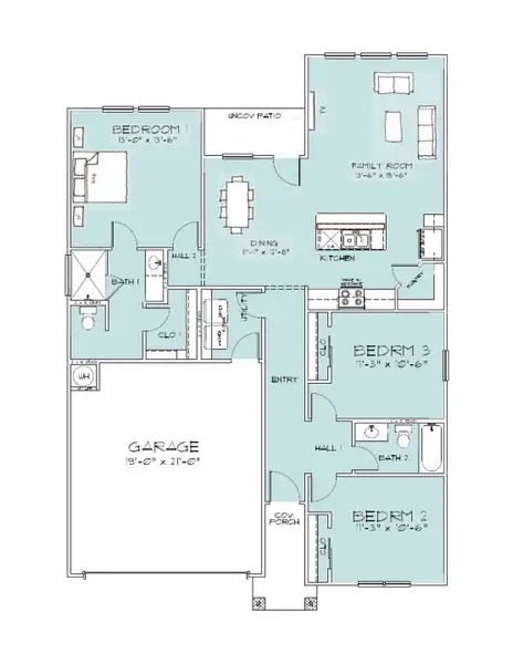 2D floor plan layout of this home in Pleasant Hill, Bryan, TX (Image 3).