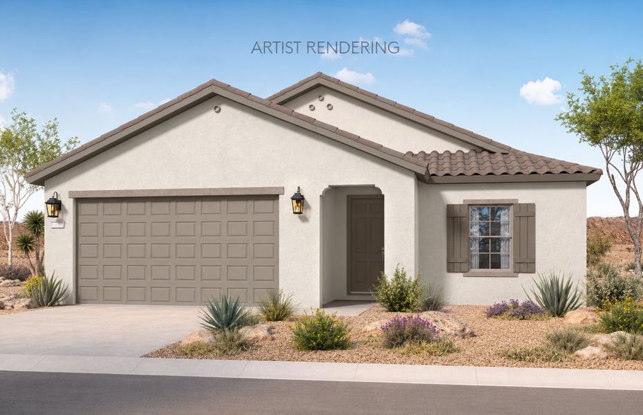 Representative exterior photo of a completed home built from the Lantana by Pulte Homes in San Madera, Buckeye, AZ (Image 1). Representative exterior photo of a completed home built from the Lantana by Pulte Homes in San Madera, Buckeye, AZ (Image 1).