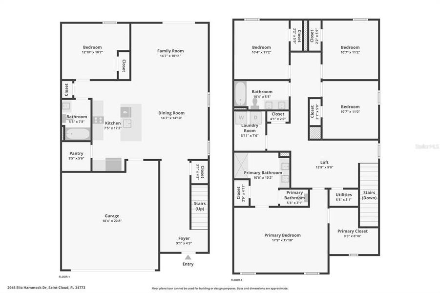 2D floor plan layout of this home in Harmony West, St. Cloud, FL (Image 3).