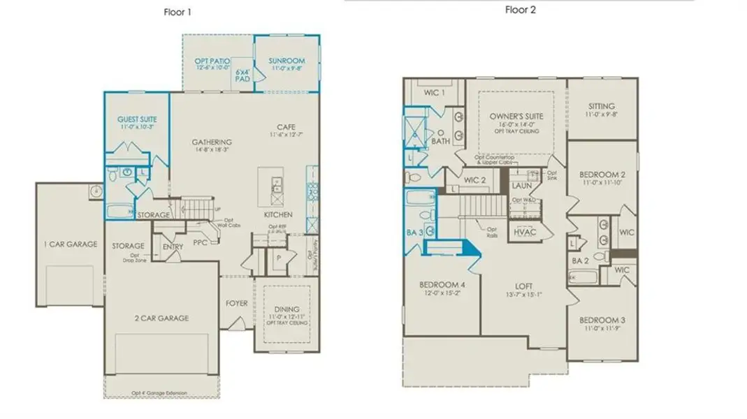 2D floor plan layout of this home in Ashworth Estates, Powder Springs, GA (Image 2).