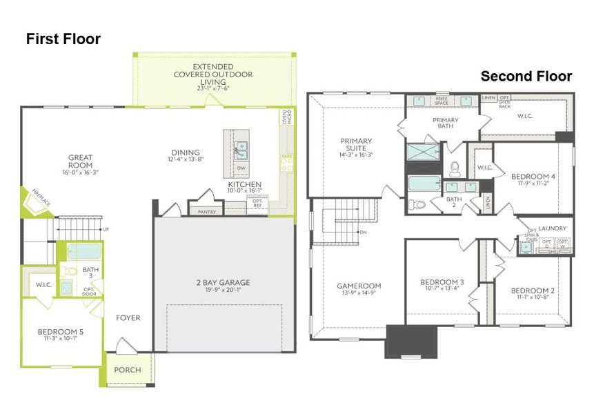 2D floor plan layout of this home in Discovery Collection at Painted Tree Village, McKinney, TX (Image 3).