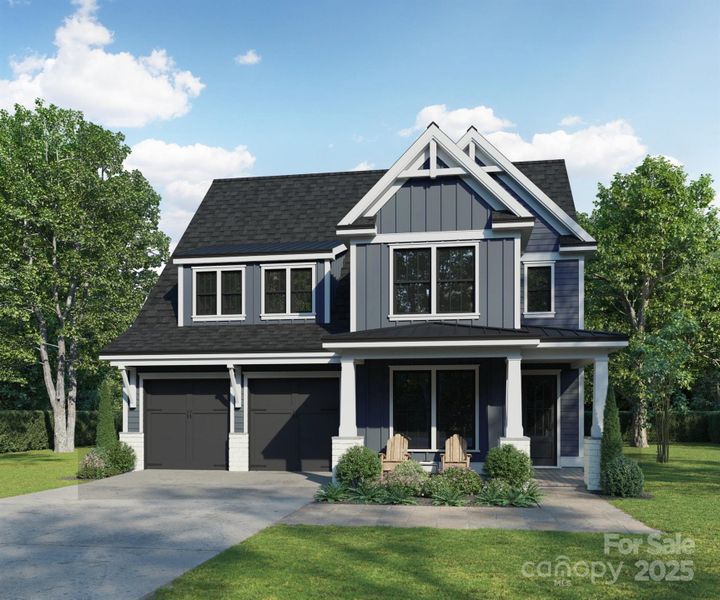 Front exterior of a new home in Matthews Ridge Reserve, Matthews, NC, highlighting curb appeal (Image 1).