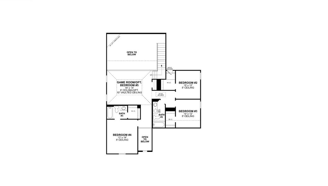 2D floor plan layout for the Whitley by M/I Homes in Chaparral Park, Oak Point, TX (Image 4).