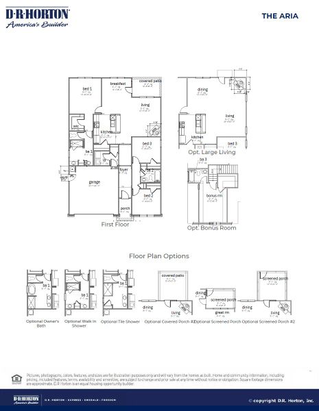 2D floor plan layout for the ARIA (H-E)(ACADIA) by D.R. Horton in Founders Corner, Summerville, SC (Image 3).