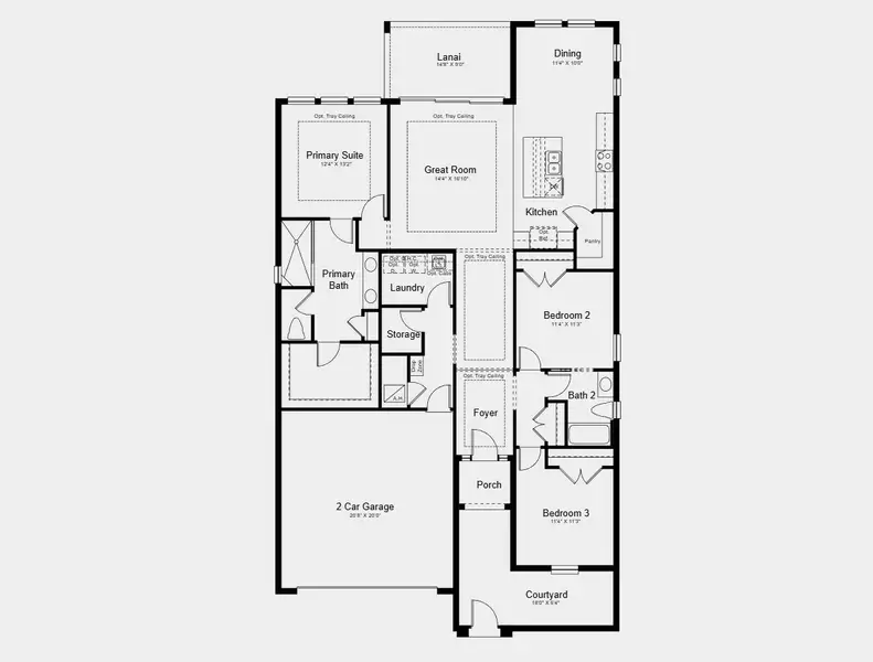 2D floor plan layout for the Sereno by Taylor Morrison in Esplanade at McKinnon Groves, Winter Garden, FL (Image 3).