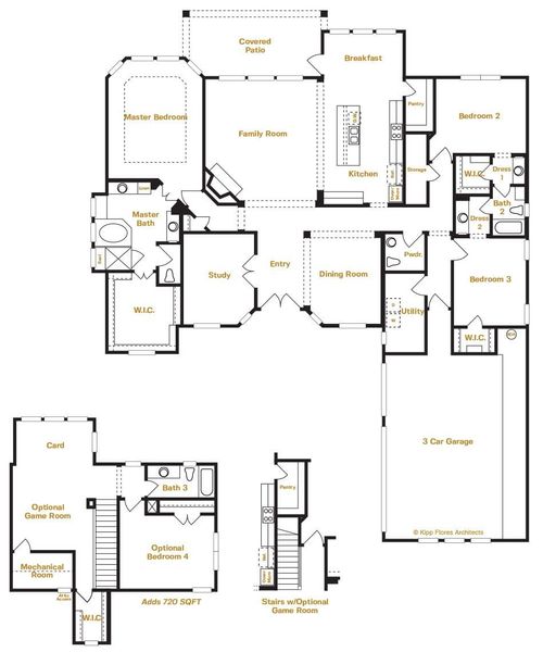 2D floor plan layout for the Santa Fe by Sitterle Homes in ClearWater Ranch, Liberty Hill, TX (Image 3). 2D floor plan layout for the Santa Fe by Sitterle Homes in ClearWater Ranch, Liberty Hill, TX (Image 3).