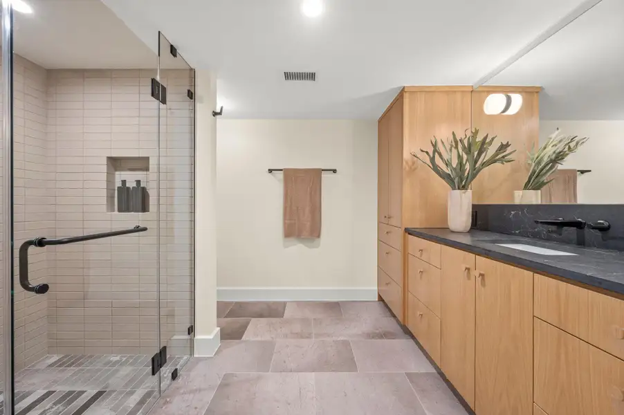 Full bathroom in the basement Full bathroom in the basement