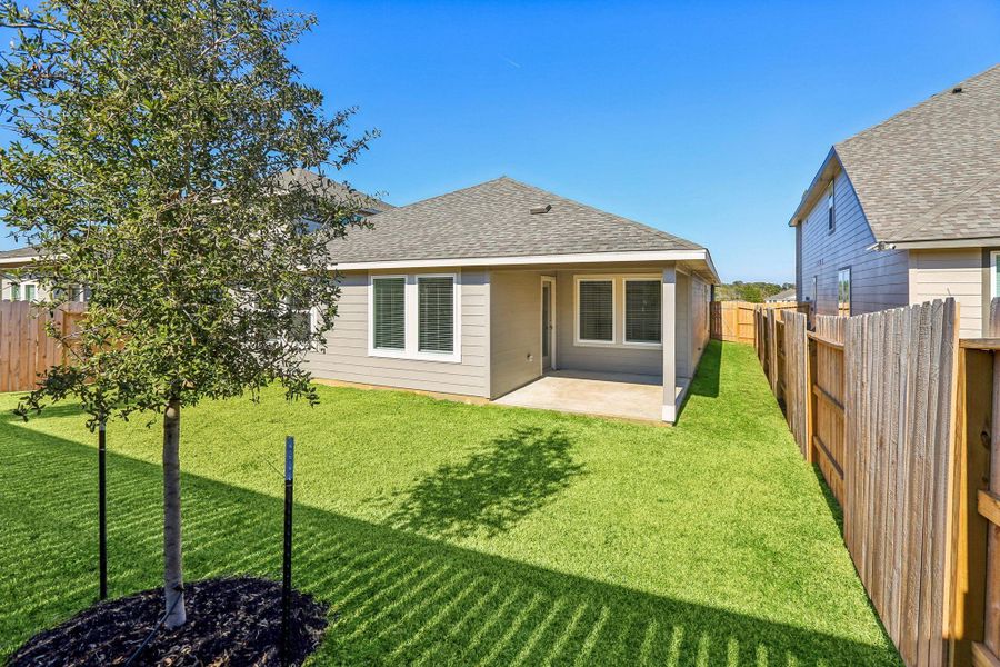 Exterior details and patio area of a home in Pine Lake Cove - Premier Series, Montgomery (Image 22).