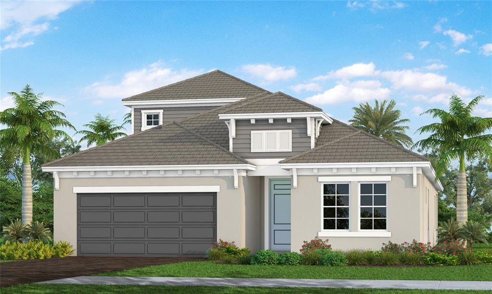 Front exterior of a new home in Windward, Sarasota, FL, highlighting curb appeal (Image 1). Front exterior of a new home in Windward, Sarasota, FL, highlighting curb appeal (Image 1).