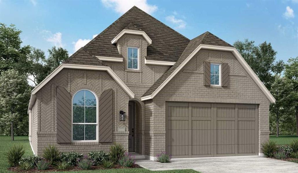 Front exterior of a new home in Gateway Village - The Reserve: 50ft. lots, Denison, TX, highlighting curb appeal (Image 1). Front exterior of a new home in Gateway Village - The Reserve: 50ft. lots, Denison, TX, highlighting curb appeal (Image 1).