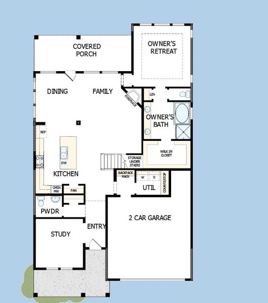 2D floor plan layout of this home in Windsong - Reserve Series, Boerne, TX (Image 2). 2D floor plan layout of this home in Windsong - Reserve Series, Boerne, TX (Image 2).