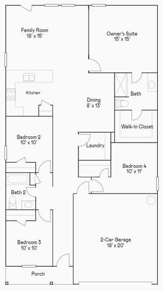 2D floor plan layout of this home in The Grand Prairie, Hockley, TX (Image 4).