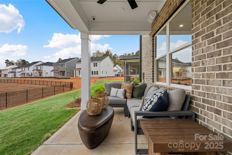 Covered and private, perfect for morning coffees or cozy nights.