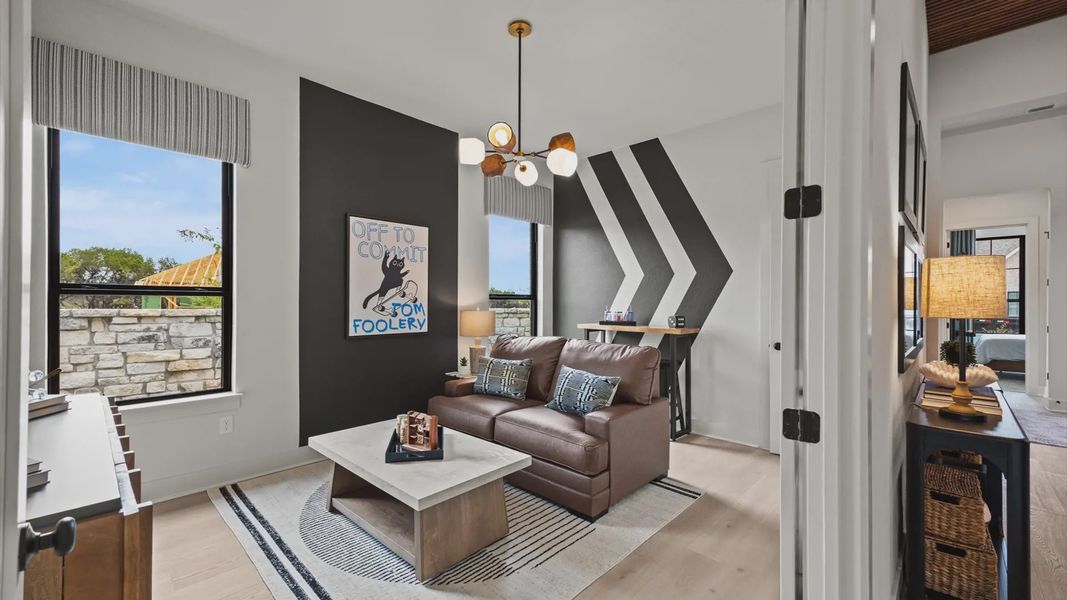 Representative furnished interior of a home built from the Drios by Chesmar Homes in 6 Creeks, Kyle (Image 7). Representative furnished interior of a home built from the Drios by Chesmar Homes in 6 Creeks, Kyle (Image 7).