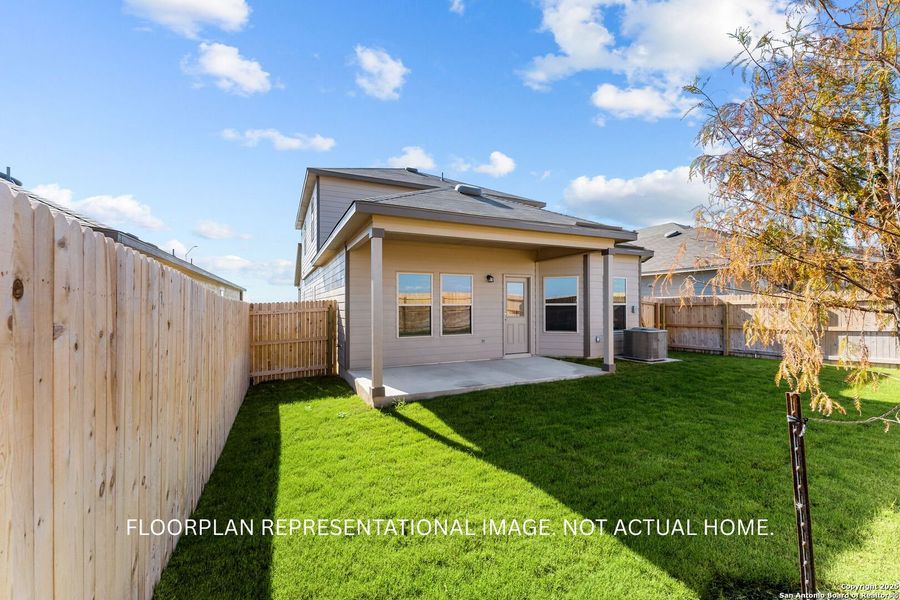 Exterior details and patio area of a home in Park Place, New Braunfels (Image 2).