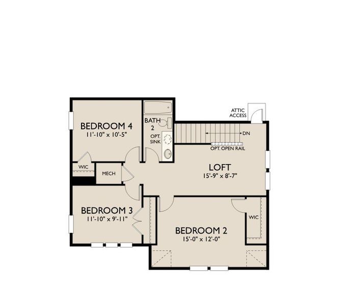 2D floor plan layout for the Catalina by Ashton Woods in Blue Heron Retreat, Little River, SC (Image 4).