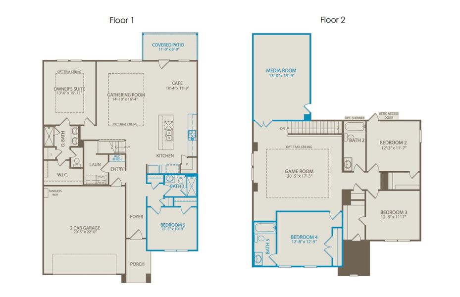 2D floor plan layout of this home in Wilson Creek Meadows, Celina, TX (Image 4).