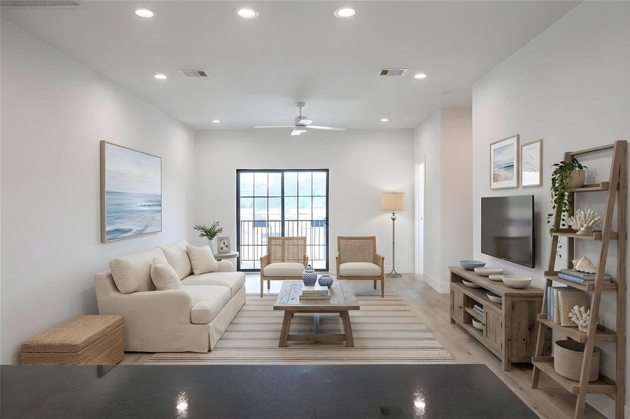 Open concept living creates connection [virtual stage]
