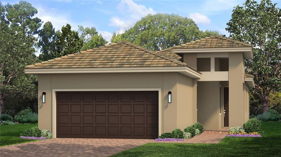 Front exterior of a new home in Cresswind Lakewood Ranch, Lakewood Ranch, FL, highlighting curb appeal (Image 1). Front exterior of a new home in Cresswind Lakewood Ranch, Lakewood Ranch, FL, highlighting curb appeal (Image 1).