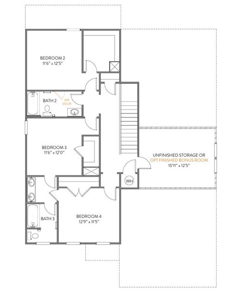 2D floor plan layout for the Wayne by True Homes in Westbrook Falls, Colfax, NC (Image 10).